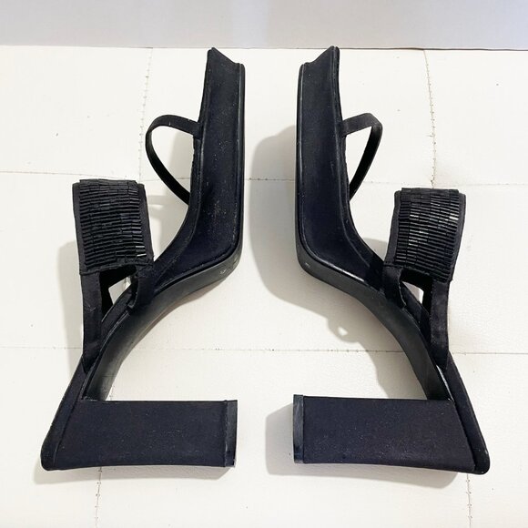 Nine West Black Vintage Block Heels Sandals w/Strap Embellishments | Size 10M - Picture 2 of 9